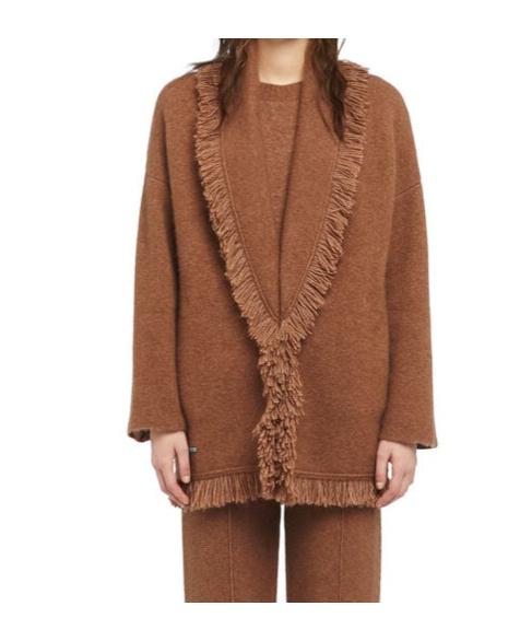 Alanui Finest Fringed Belted Cardigan In Brown