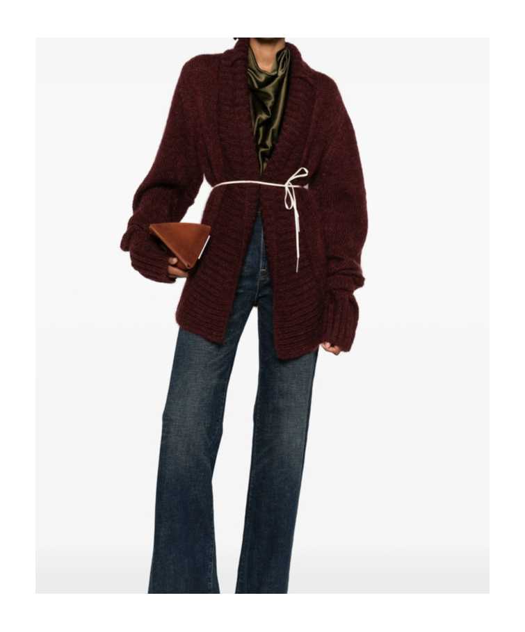 Dries Van Noten Lace-up Cardigan Sweater In Red