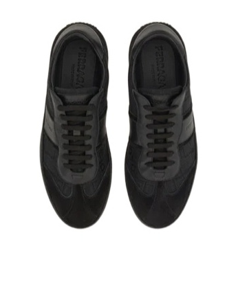 Ferragamo Achille 1 Low-top Sneakers In Leather In Black