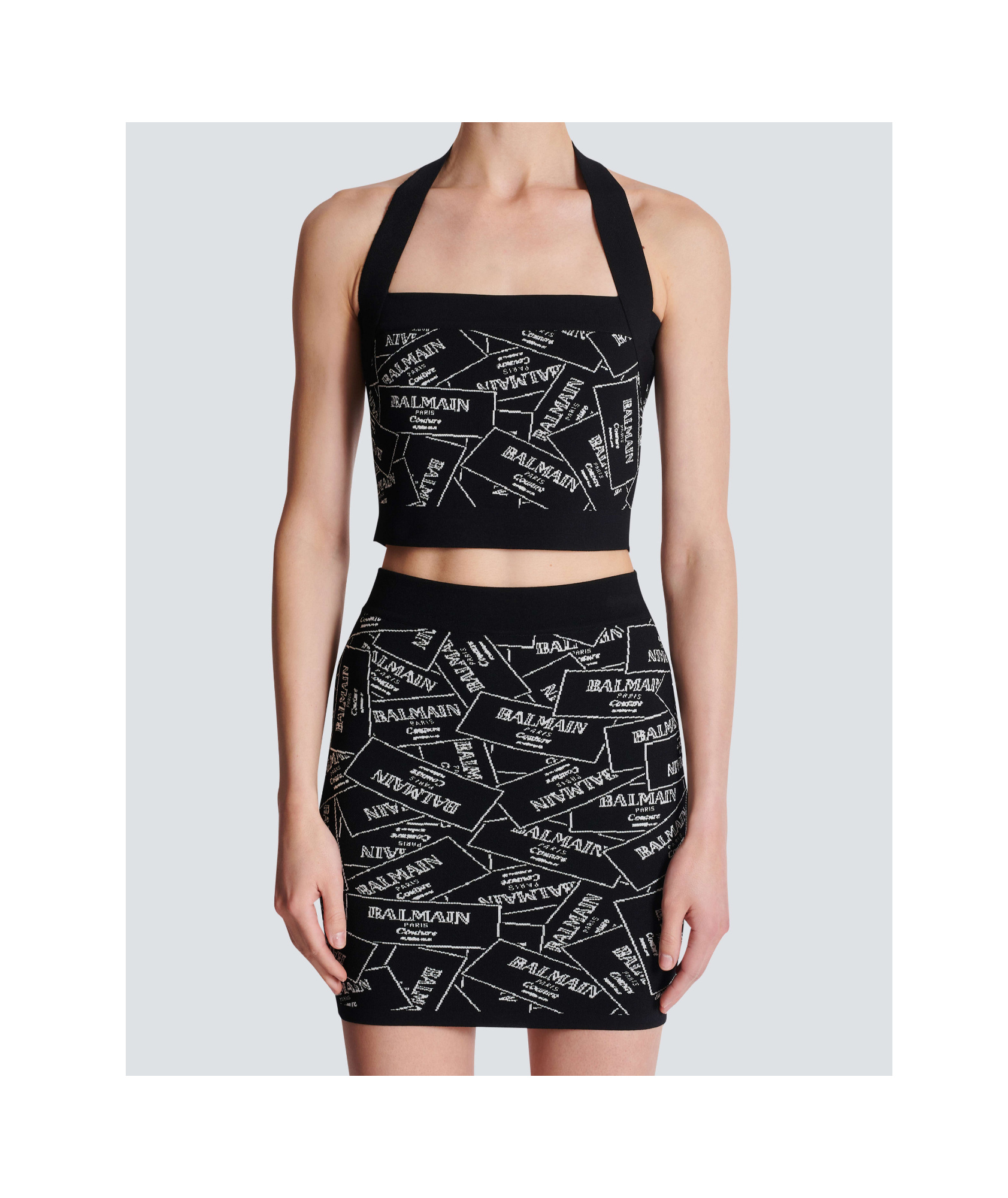 Balmain Top With Metal Open Back Slider In Black
