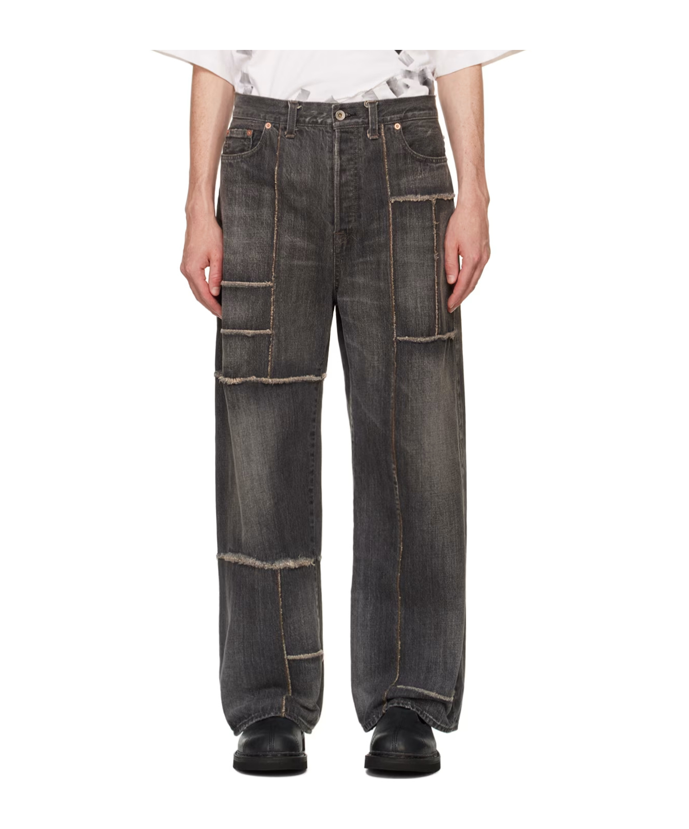 Doublet Frankenstein Cutting Jeans In Black