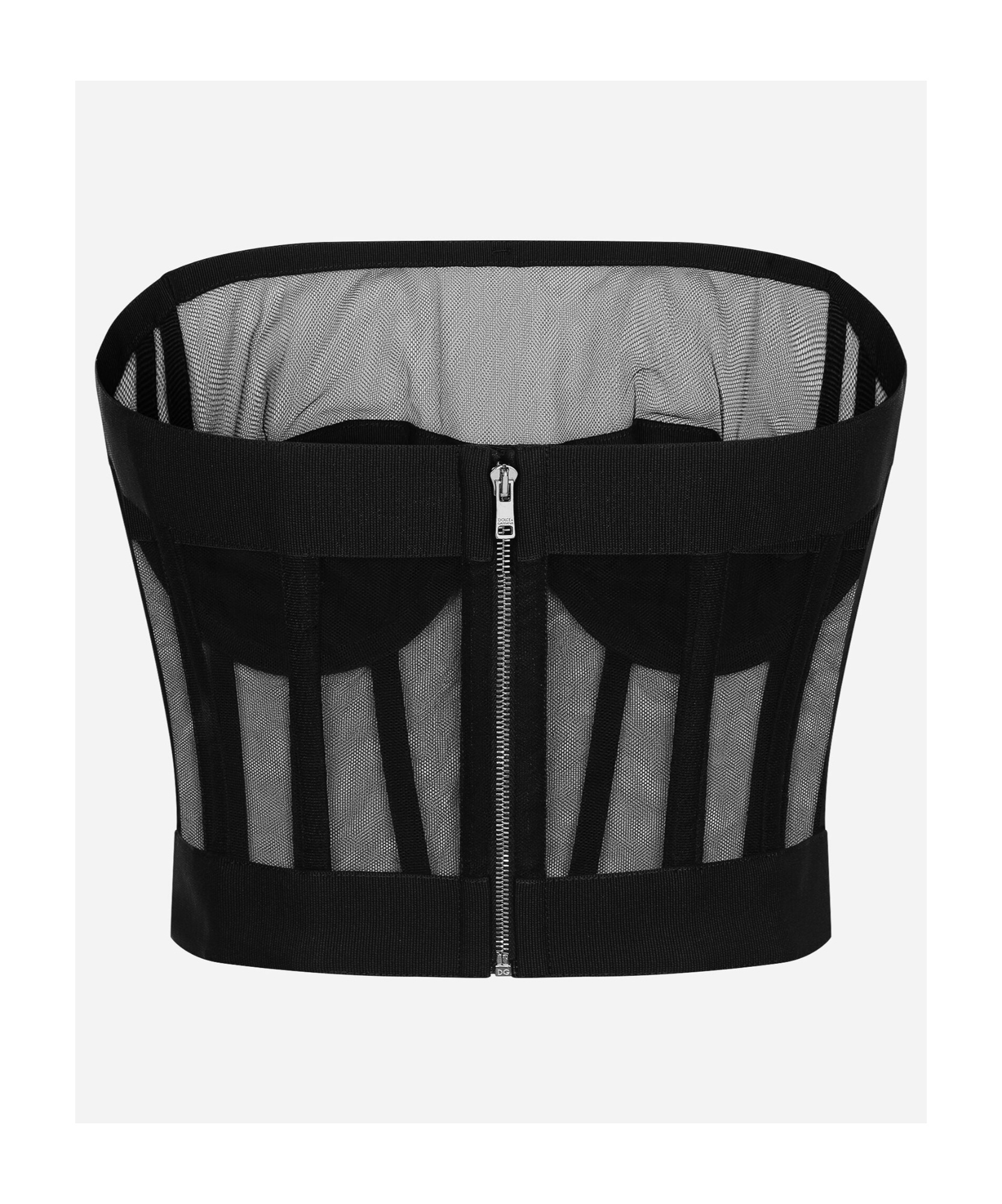 Dolce & Gabbana Tulle Bustier Top With Boning In Black