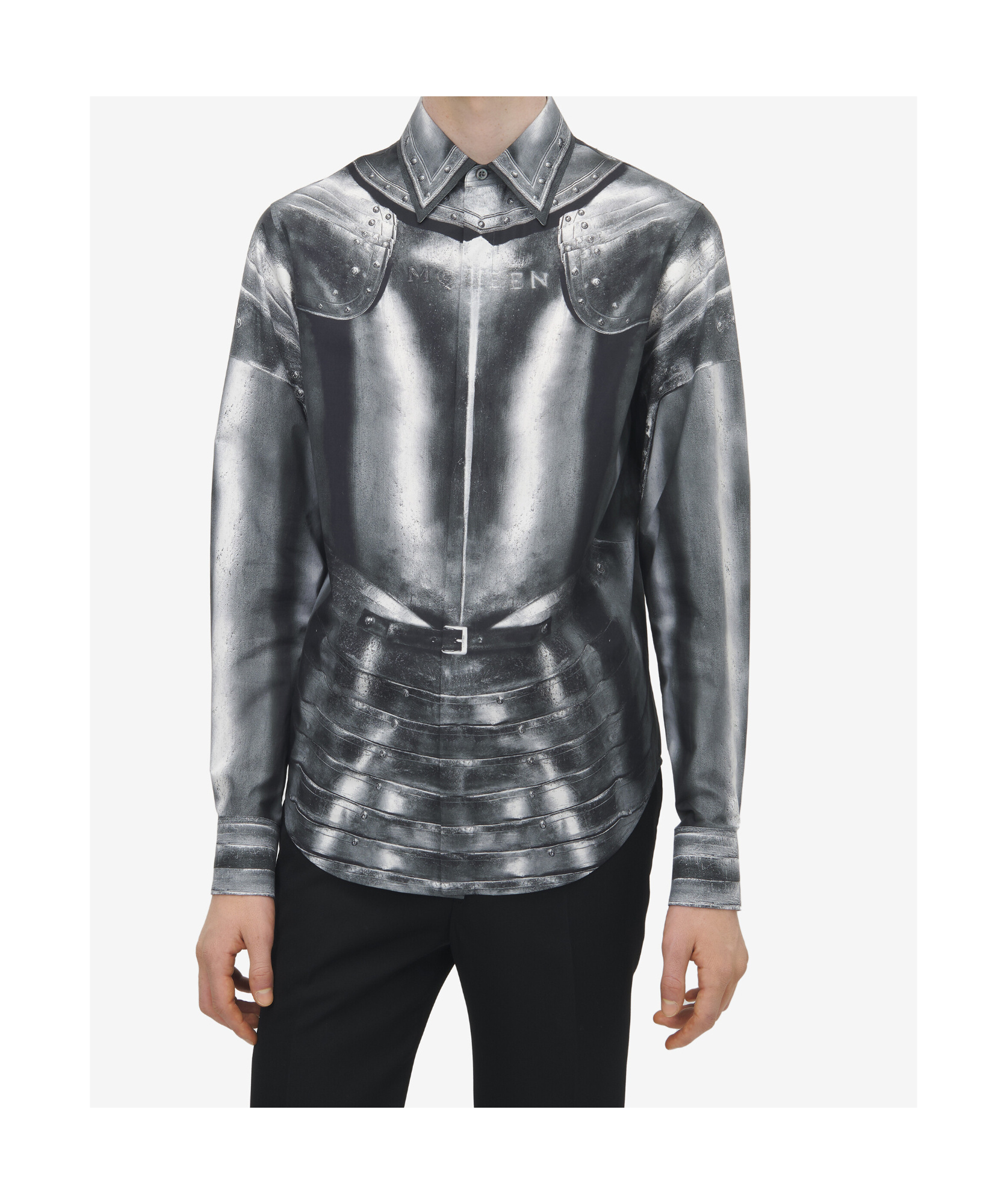 Alexander Mcqueen Mcqueen Armor Print Shirt Steel In Gray