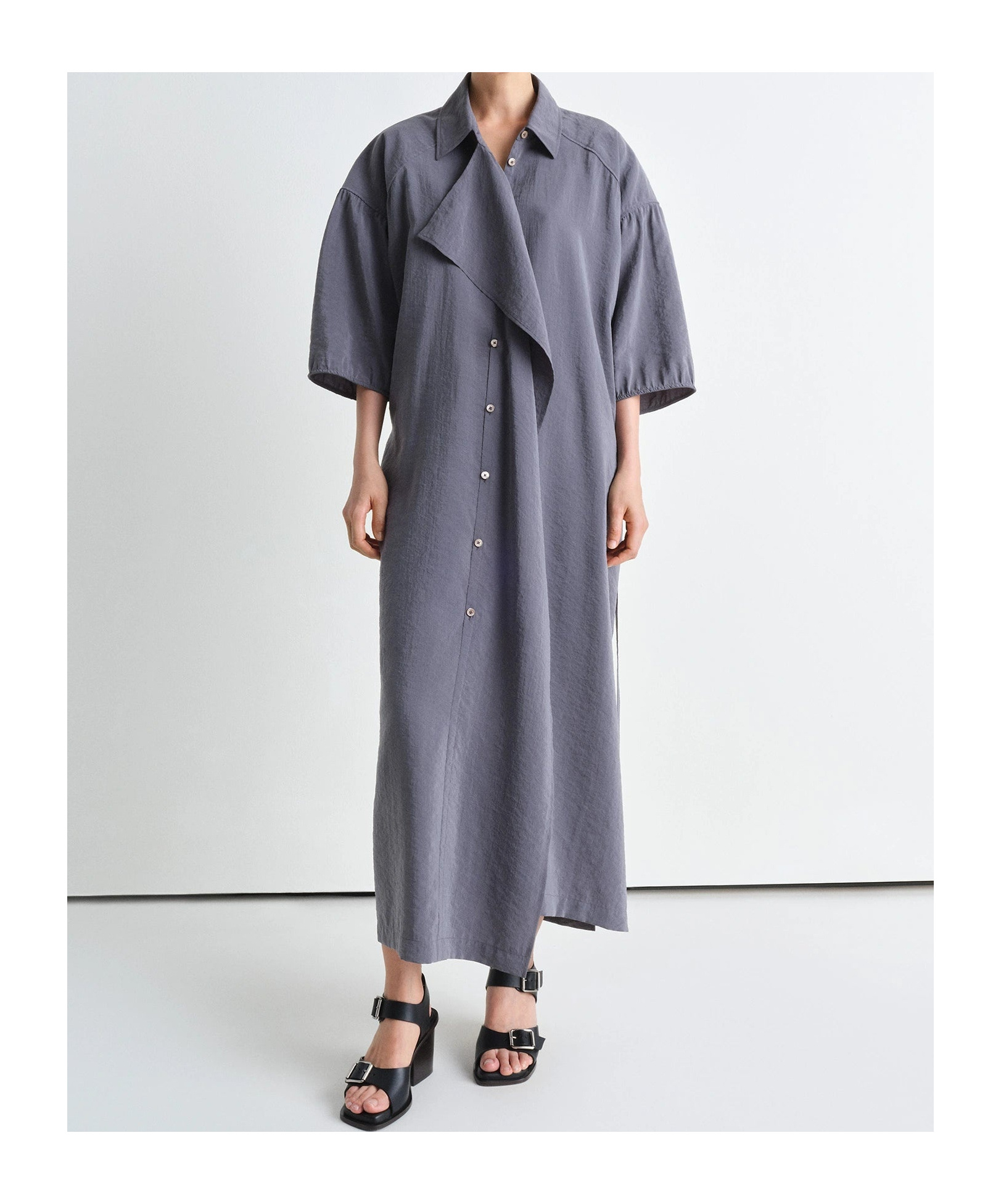 Lemaire Asymmetrical Shirt Skirt In Gray