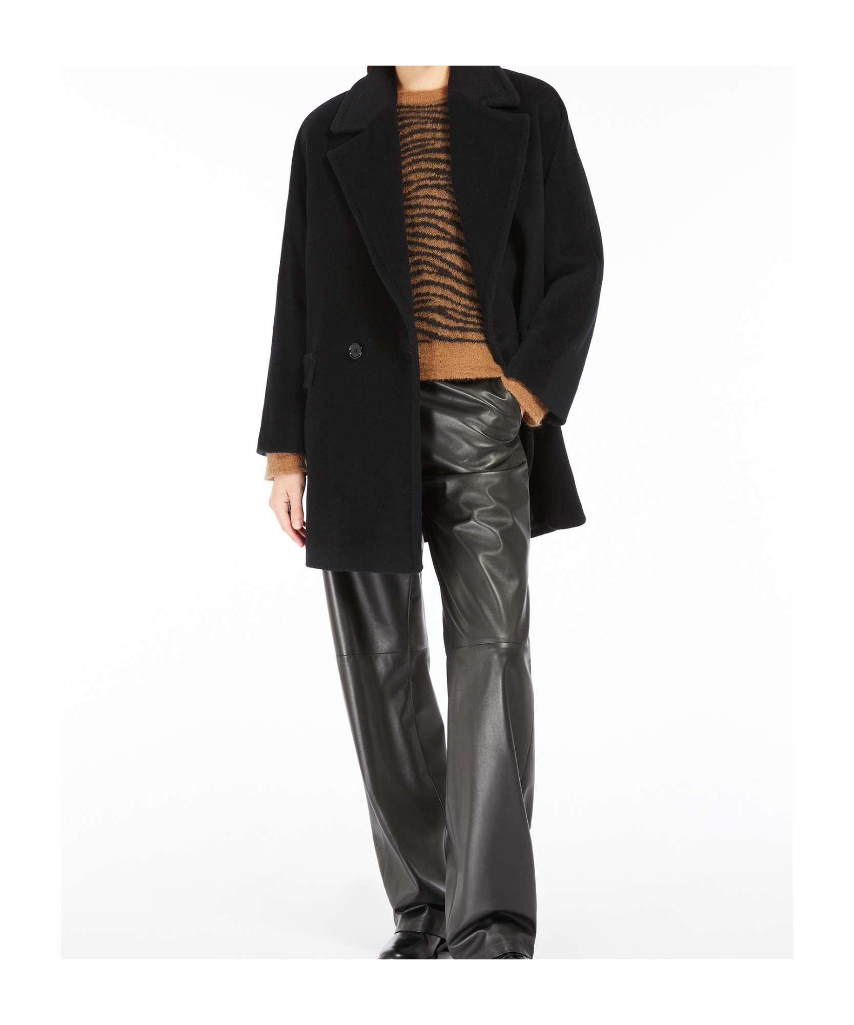 Max Mara Studio Molo Double-breasted Long-sleeved Coat In Black