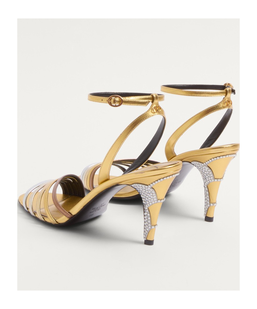 Valentino Ladycrush 85 Crystal-embellished Metallic Leather Pumps In Nude