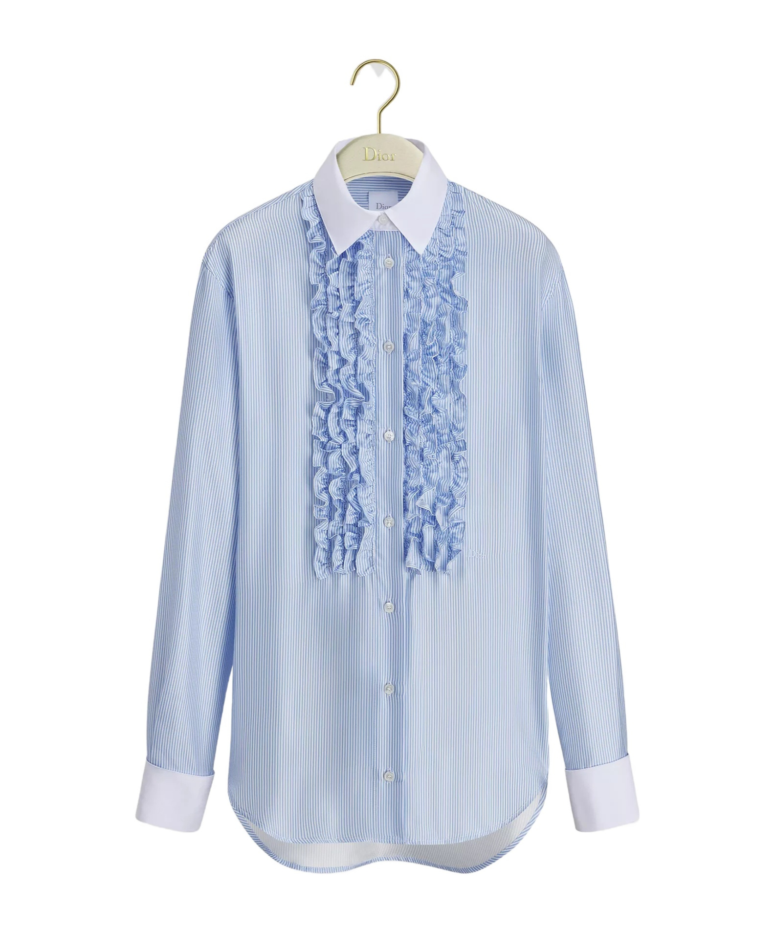 Dior Iviera Blouse With Ruffled Plastron In Blue