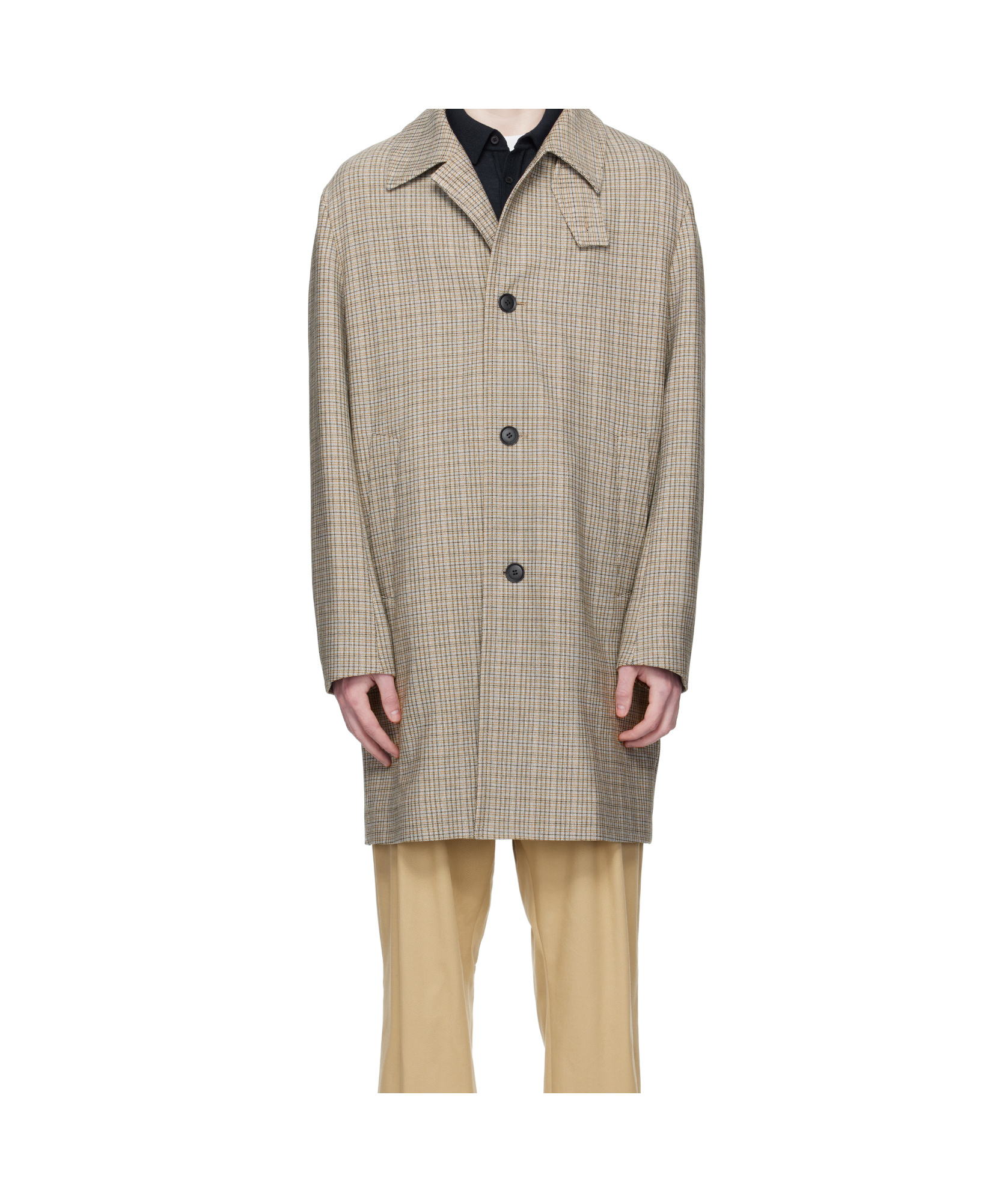 Hugo Boss Brown Classic-fit Check Pattern Coat In Brown