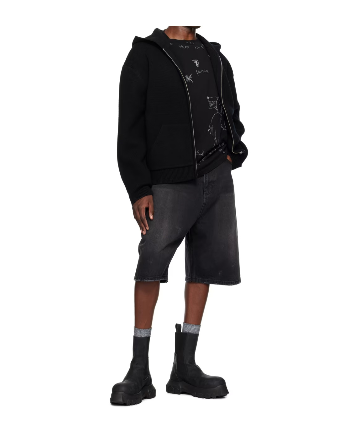 We11 Done Logo Hooded Sweater In Black