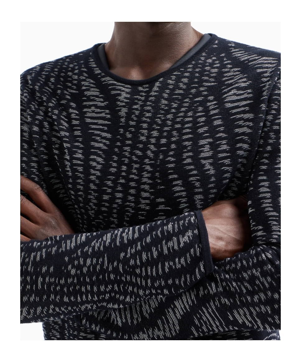 Giorgio Armani Men's Embroidered Jacquard Sweater In Black