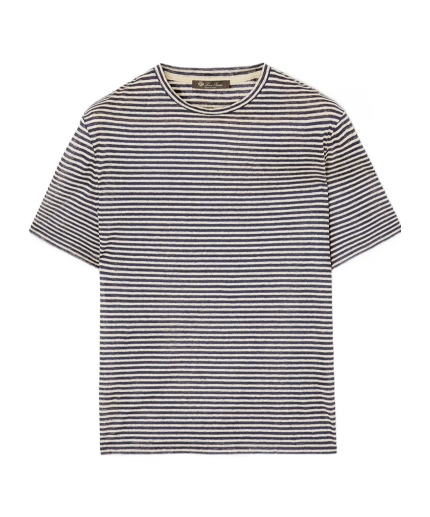 Loro Piana Cremia T-shirt In Nougat/navy Blue