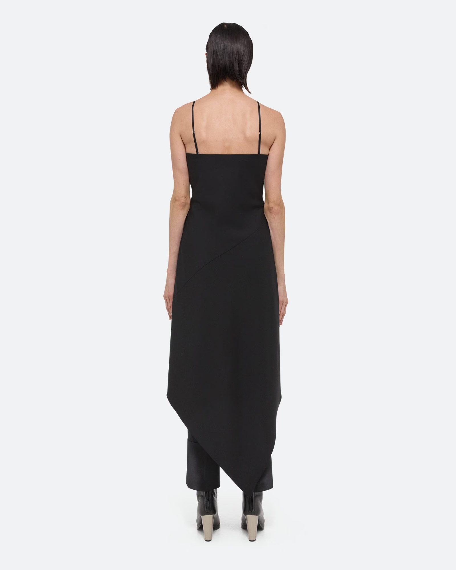 Helmut Lang Asymmetrical Hem Midi Dress In Black