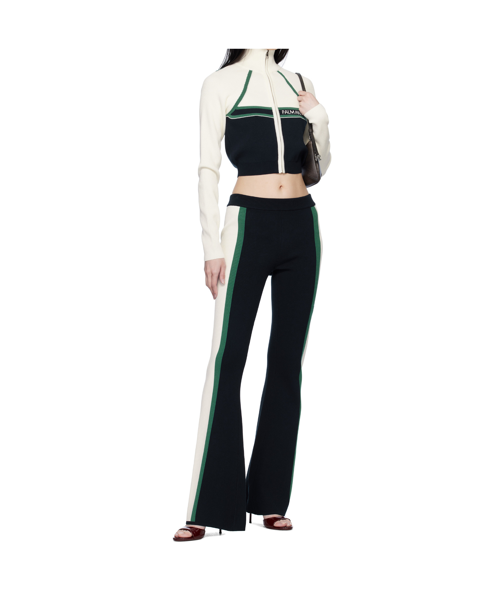 Palm Angels Long Sleeve Cropped Jacket In Black