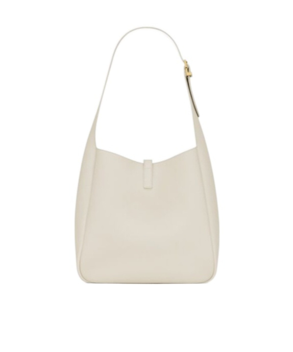 Saint Laurent Le 5 À 7 Supple Small In Grained Leather In White