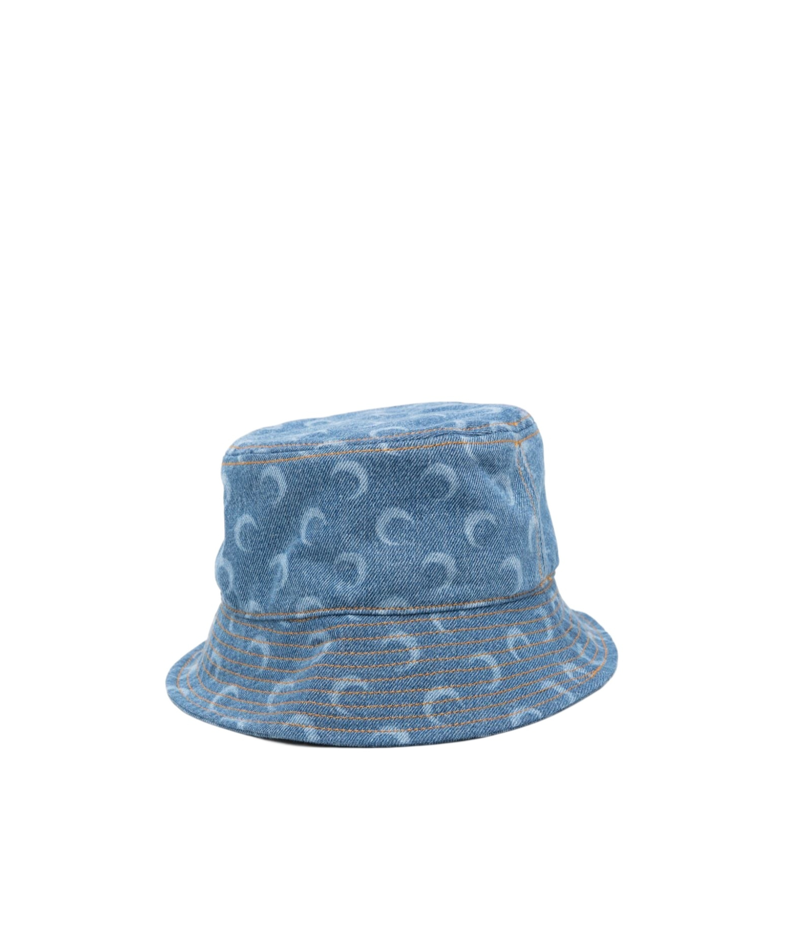 Marine Serre Moon Laser Print Denim Bucket Hat In Blue