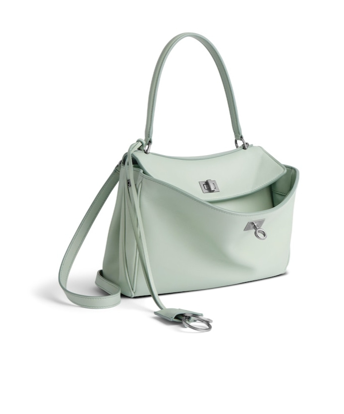 Balenciaga Rodeo Small Calfskin Top-handle Bag In Mineral Green