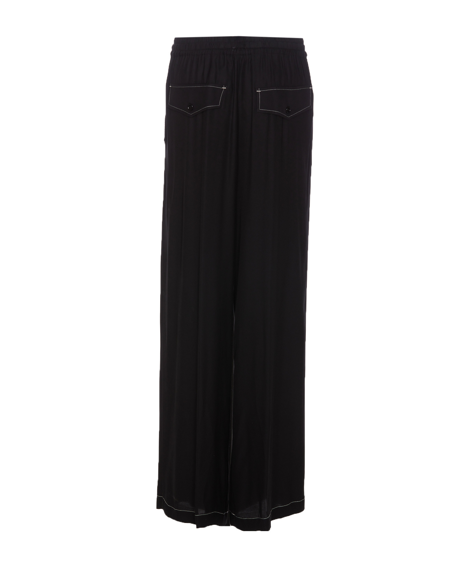 Pinko Wide Twill Trousers In Black