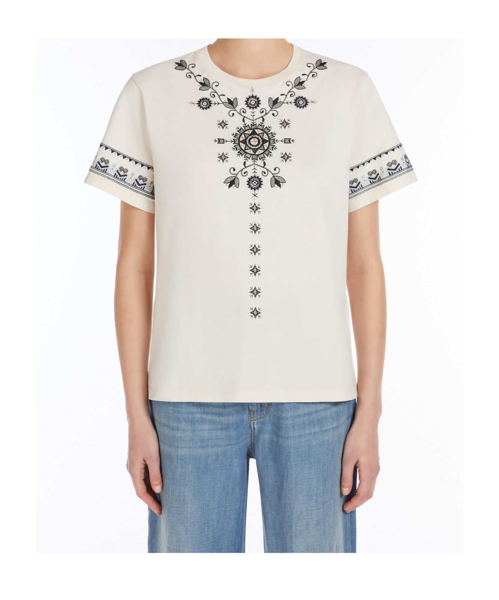 Weekend Max Mara Round Neck Short Sleeve T-shirt In White