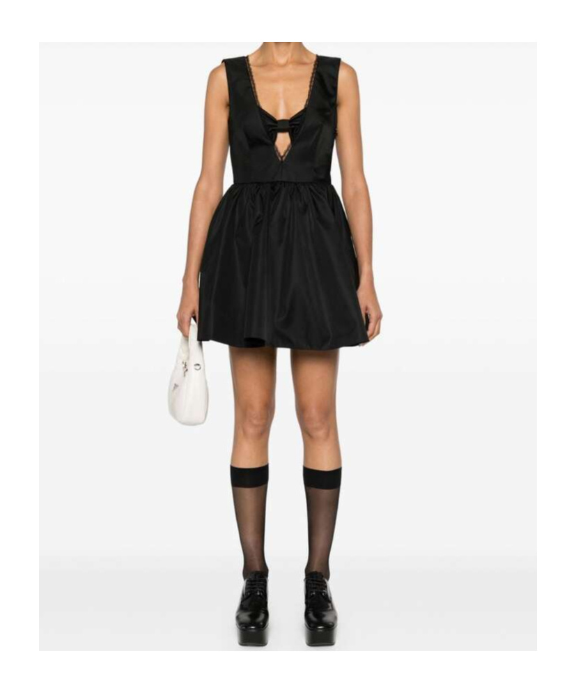 Prada Re-nylon Bow-detail Mini Dress In Black