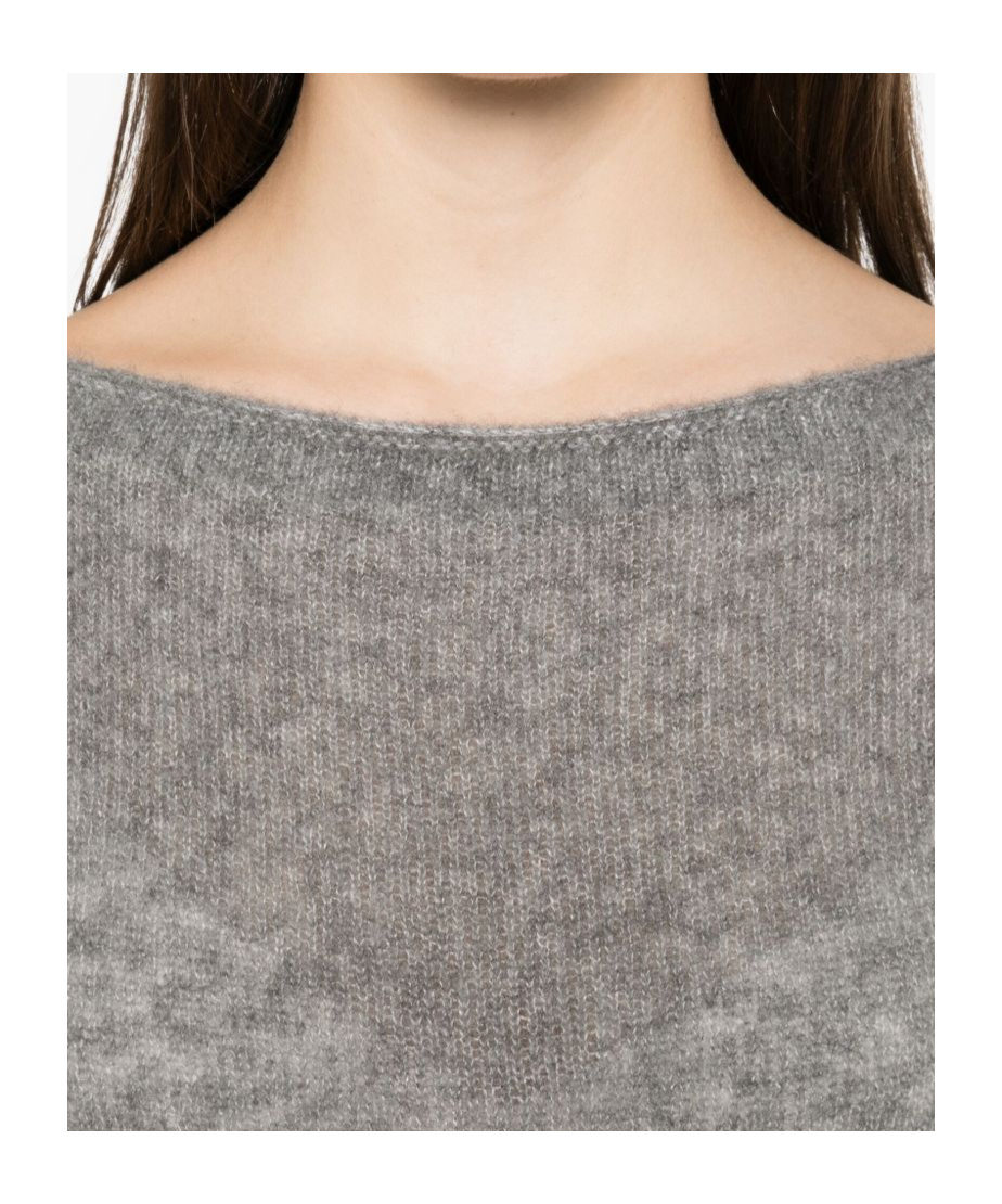 Tom Ford Boat Neck Knitwear Sweater With Ribbed Accents In Gray