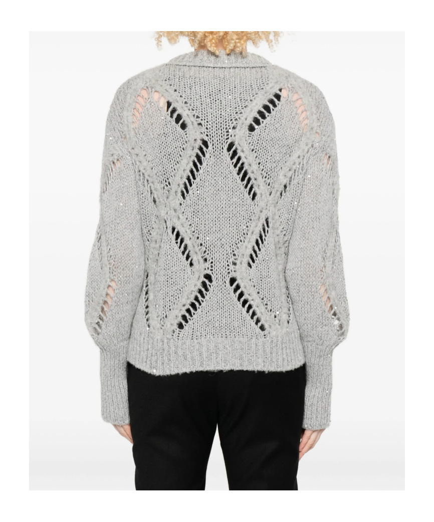 Antonelli Openwork Knit Sweater In Gray