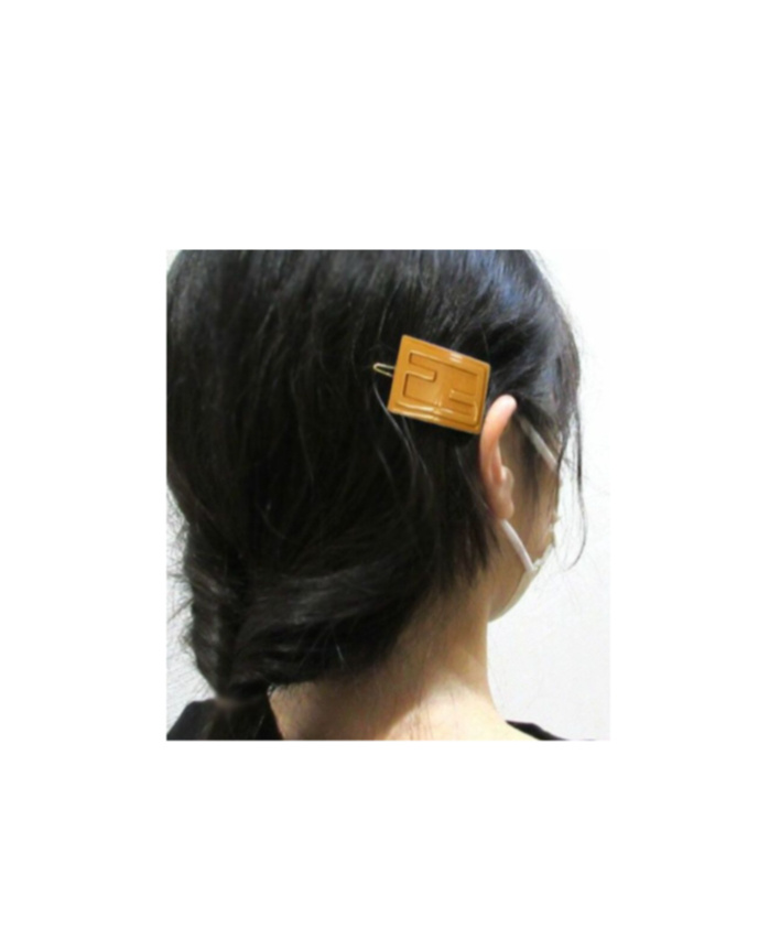 Fendi Logo Rectangular Hairpin In Orange