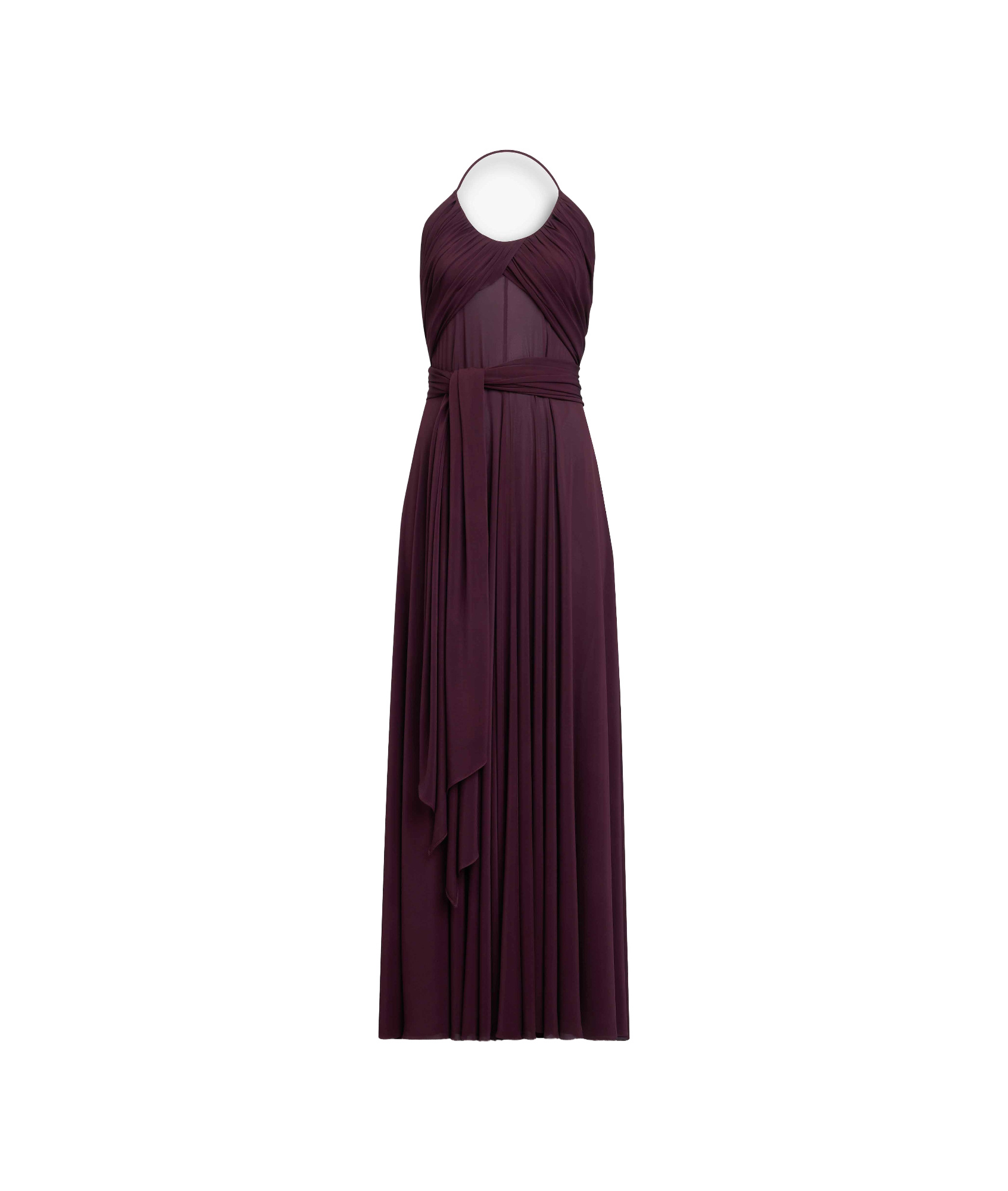 Alaïa Long Burgundy Draped Jersey Dress In Burgundy