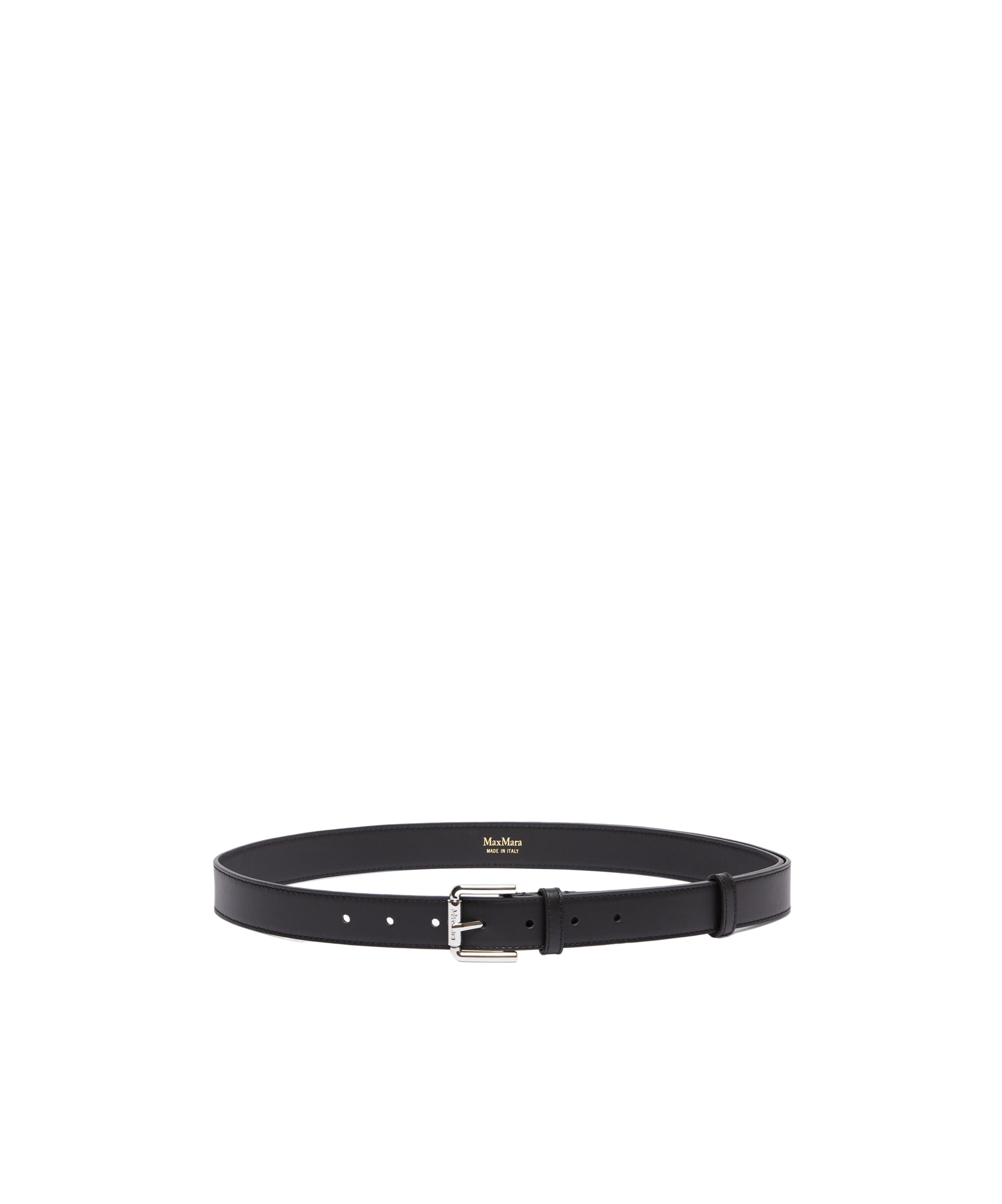 Max Mara Long Leather Belt In Black