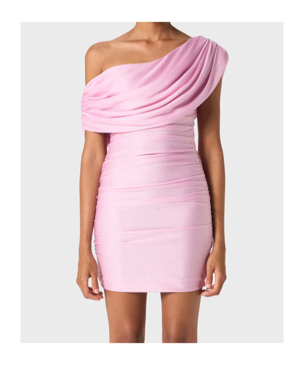 Blumarine Pink One-shoulder Maxi Dress In Pink