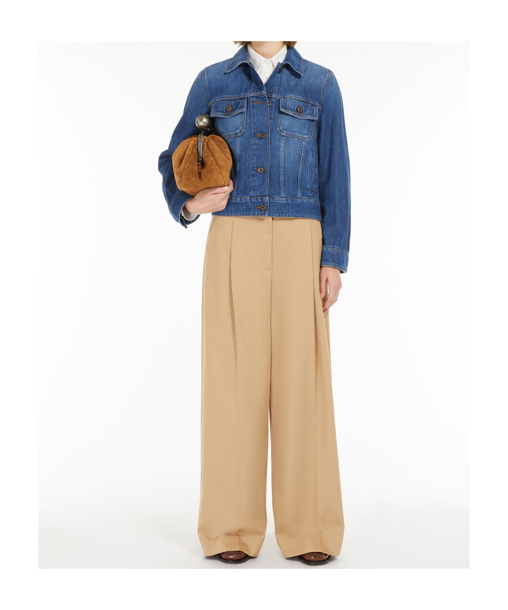 Weekend Max Mara Wool Canvas Wide-leg Pants In Nude