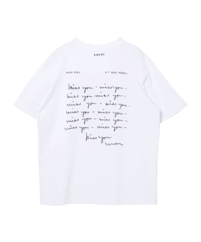 Sacai Man Ray Print T-shirt In White