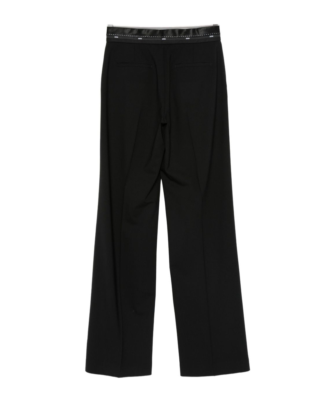 Msgm Straight-leg Pants With Glossy Trim In Black