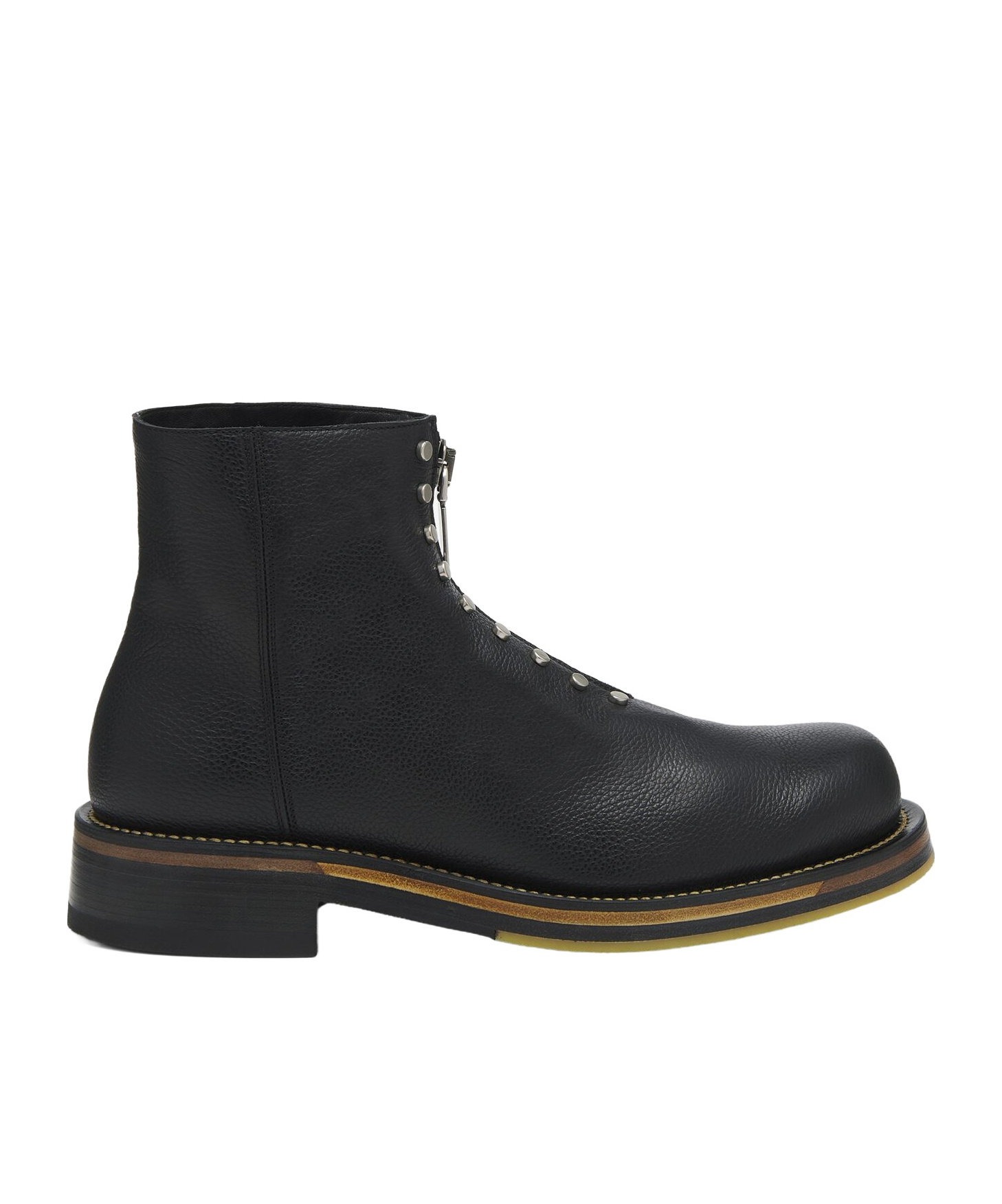Alexander Mcqueen Chunky Sole Round Toe Studded Ankle Boots In Black