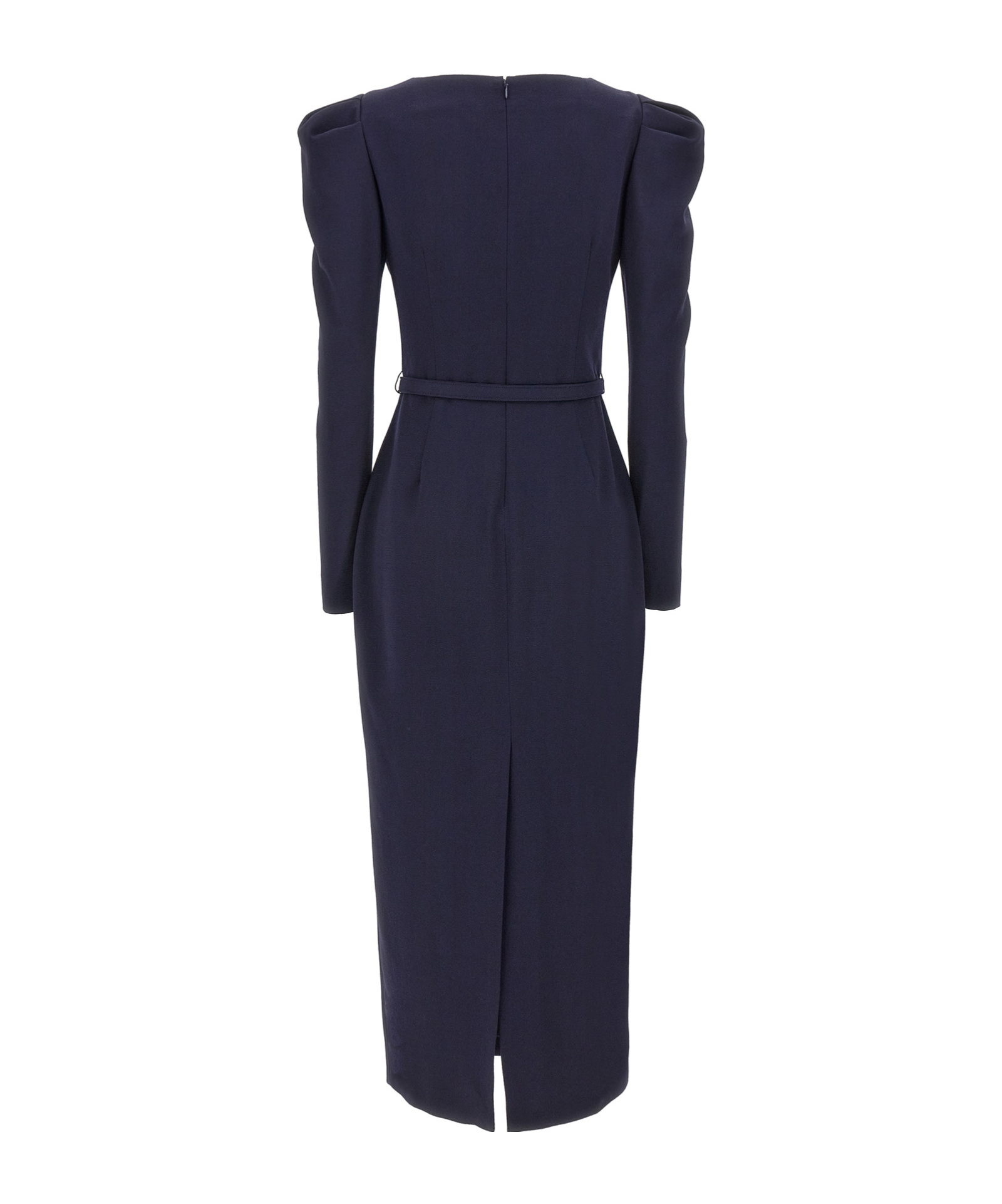 Alessandra Rich Belt Crepe Dress In Black