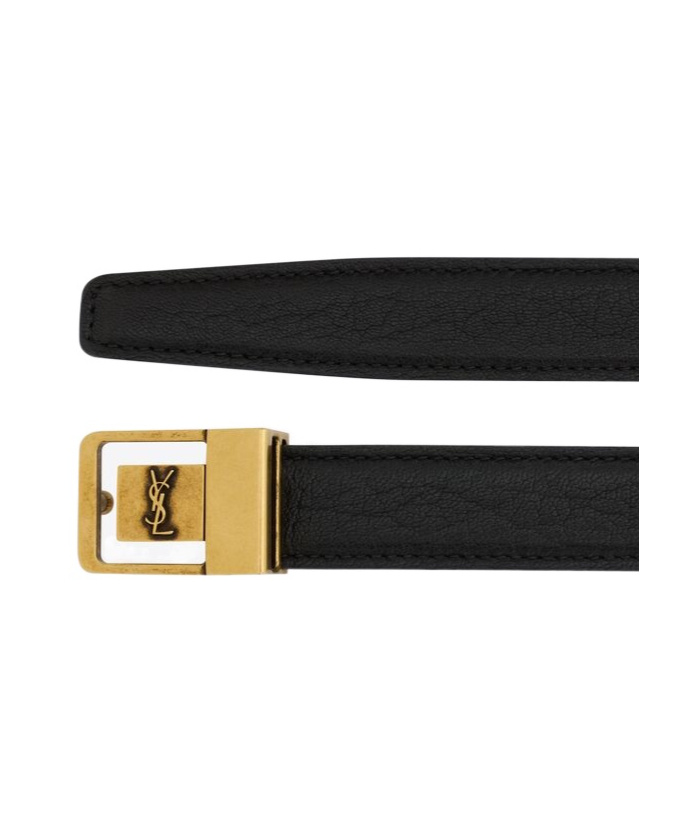 Saint Laurent La 66 Leather Belt In Black