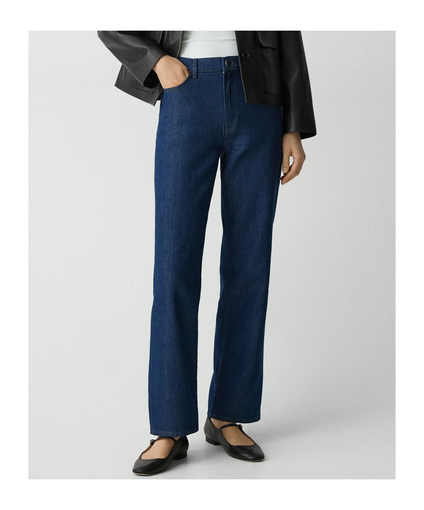 Theory High Waist Relaxed Fit Straight Leg Jeans
