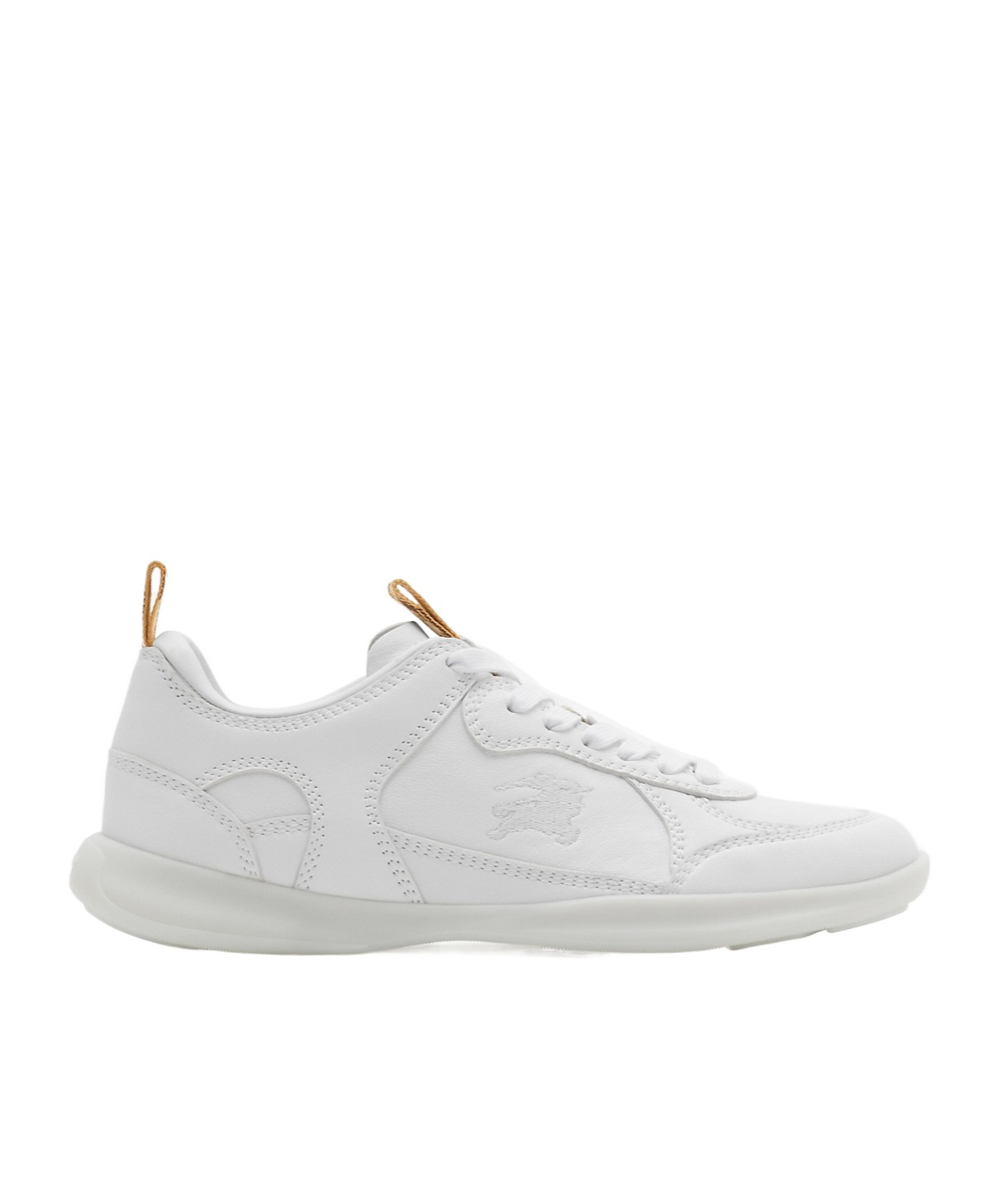 Burberry Blade Check Leather Trainer Sneakers In Optic White