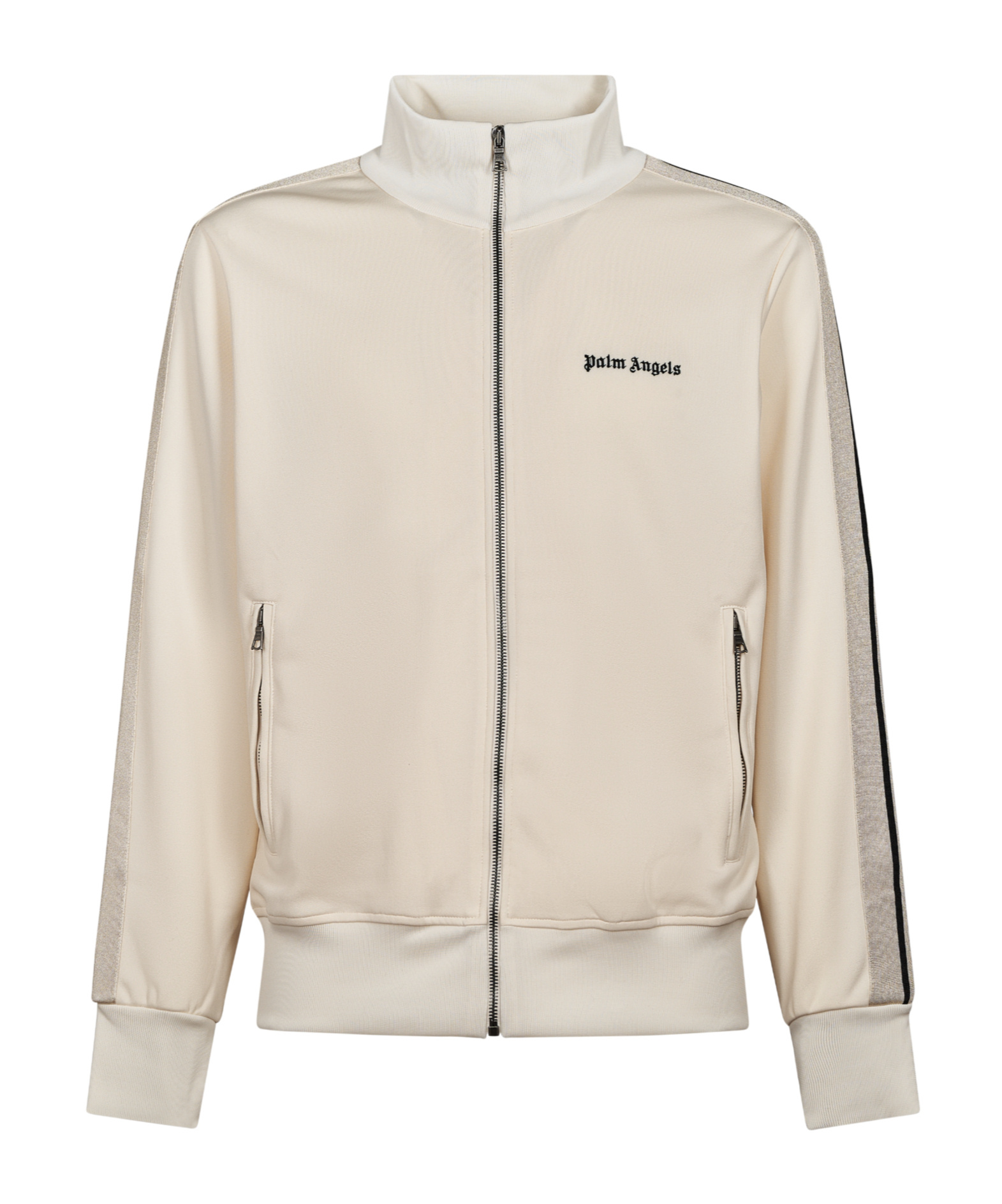 Palm Angels Classic Logo Track Jacket With High Collar And Stylish Panels In Neutral