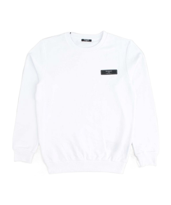 Shop Balmain Logo-pritn Sweatshirt In White
