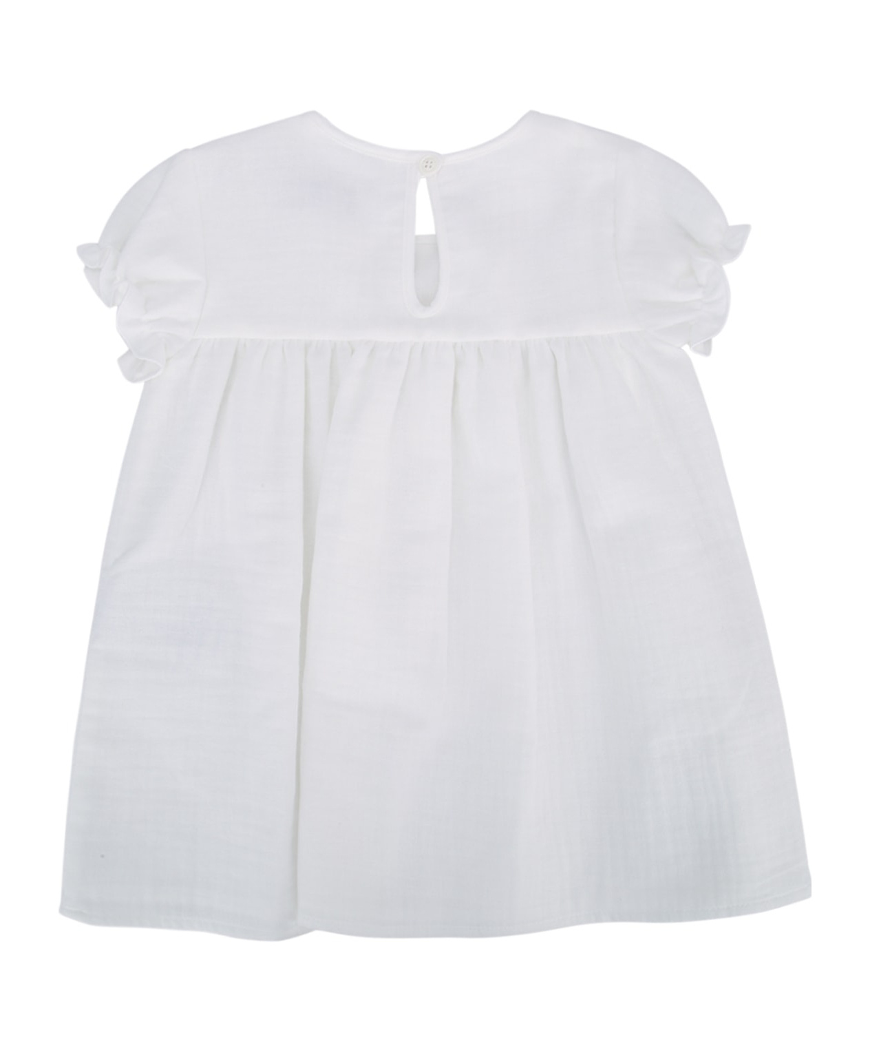 Moncler Round Neck Short Sleeve Dress In White