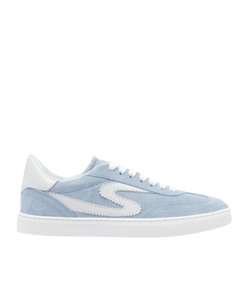 Stuart Weitzman Low Top Runaround Sneakers With Suede Finish In White