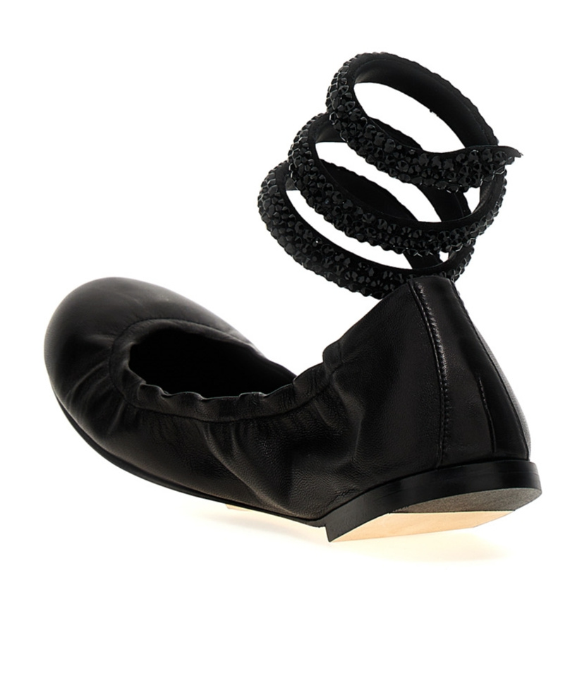 René Caovilla Rene Caovilla Cleo 10 Crystal Ballerinas In Black