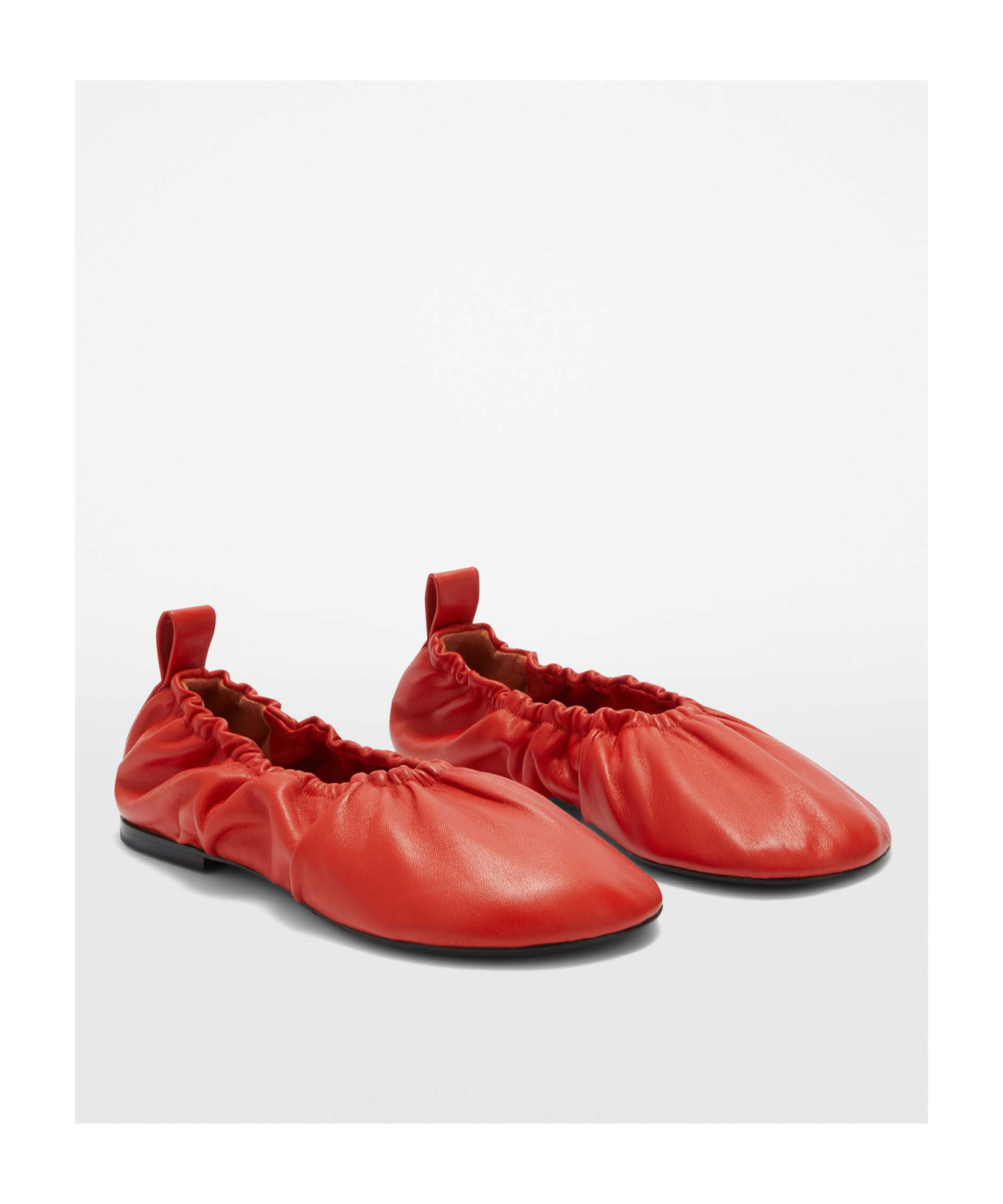 Jil Sander Gathered-detail Leather Ballerina Shoes In Red