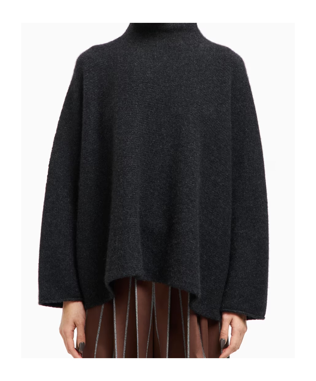 Giorgio Armani High Neck Cashmere Sweater With Dropped Shoulders In Gray