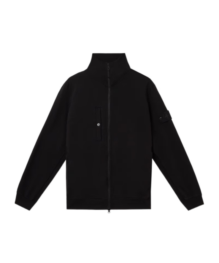 Stone Island Zippered Sweatshirt In Black