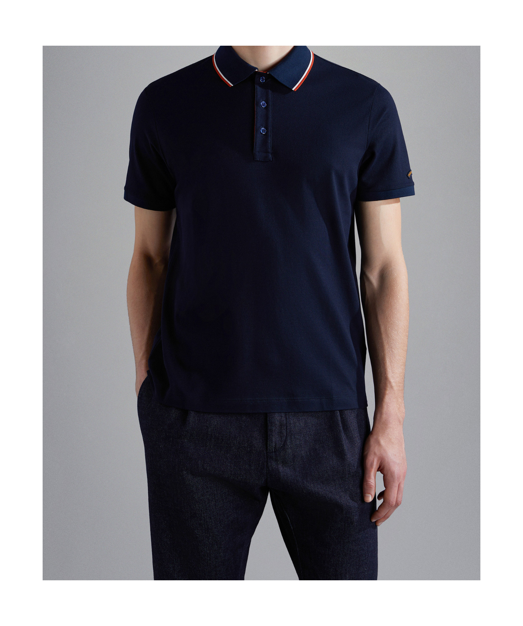 Paul & Shark Cotton Tencel Bead Polo Shirt In Black