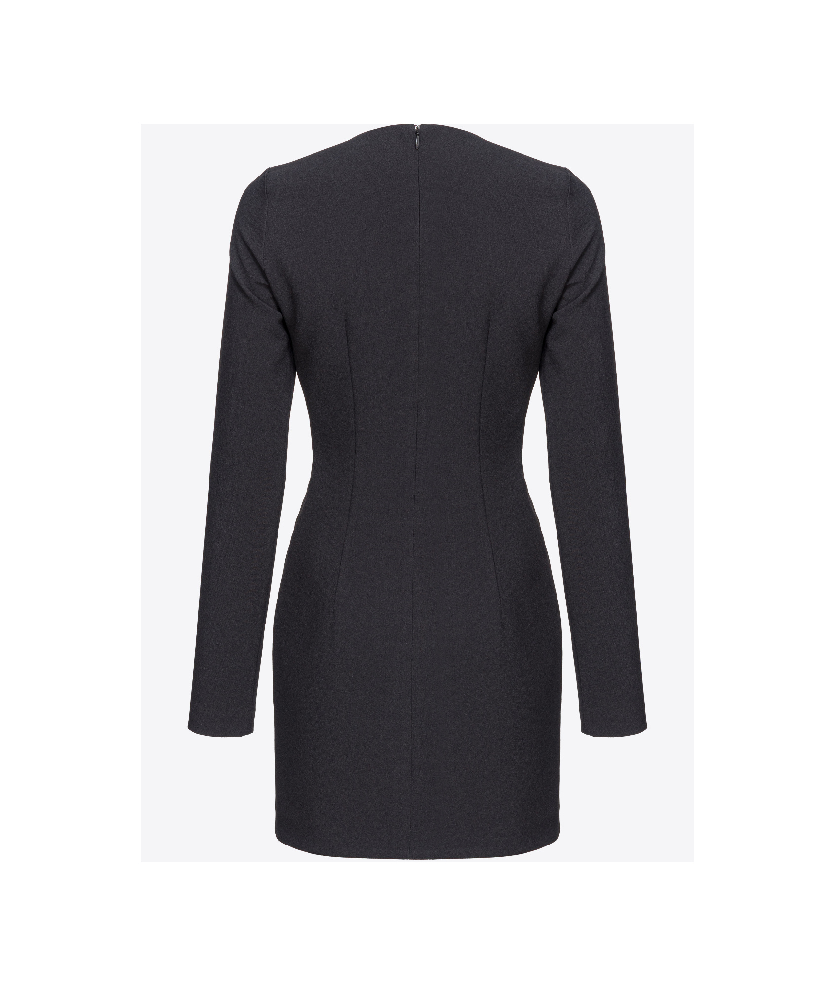 Pinko Zipped Crepe V-neck Minidress In Black