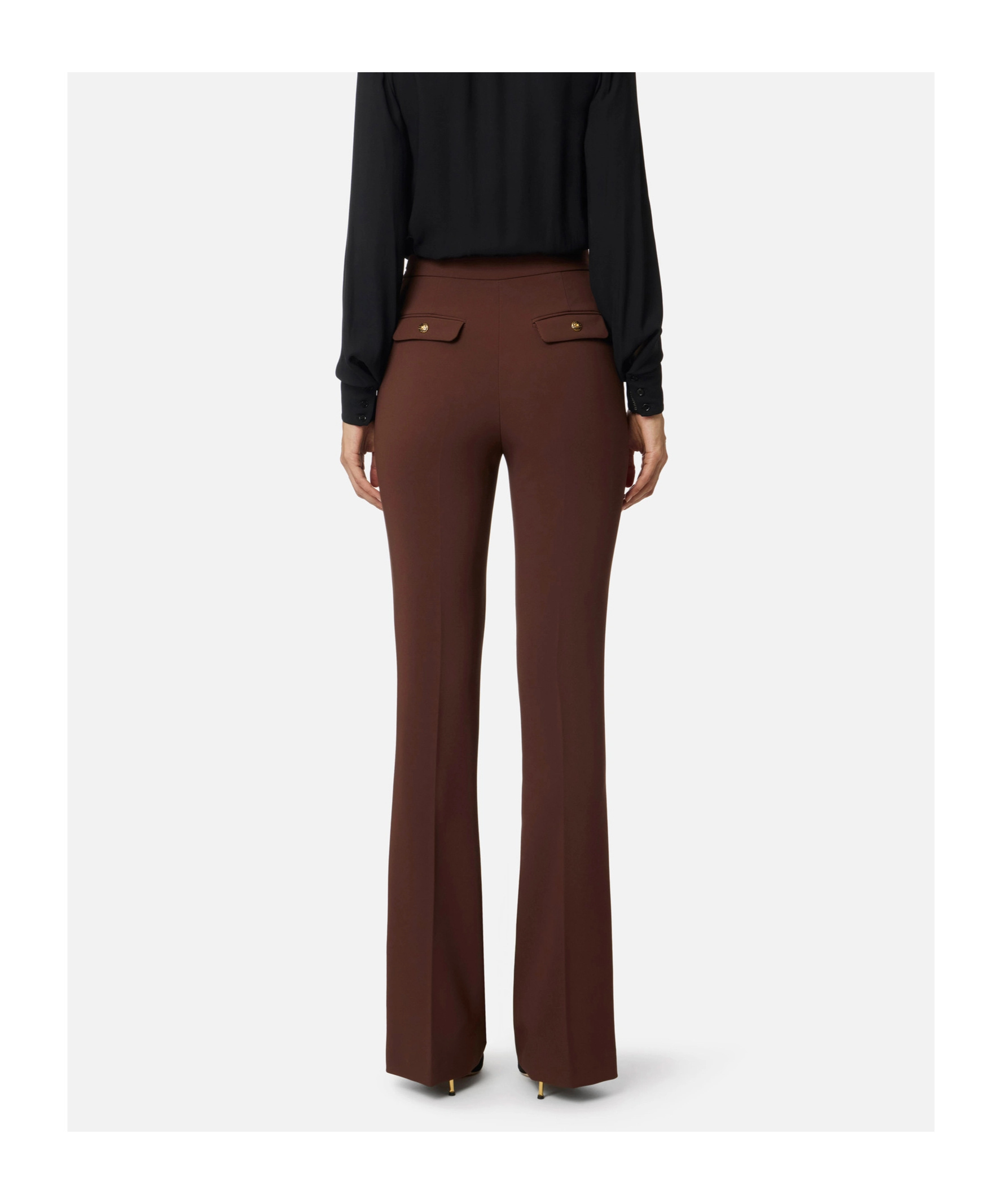 Elisabetta Franchi Chain-embellished Trousers In Brown