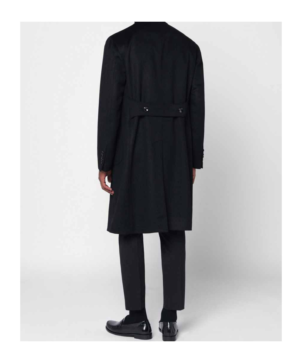 Tagliatore Wool Coat With Double-breasted Design And Belt In Black