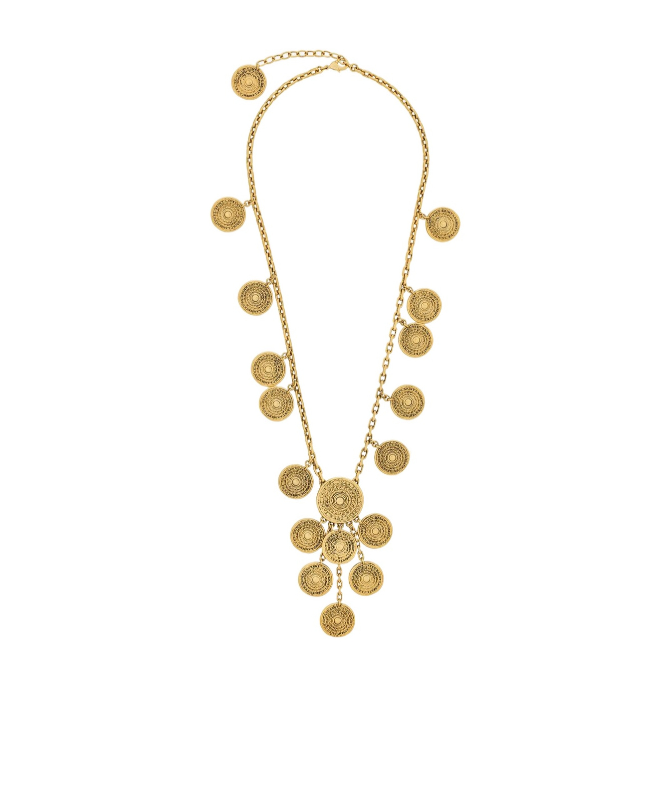 Saint Laurent Medallion Chain Necklace In Yellow